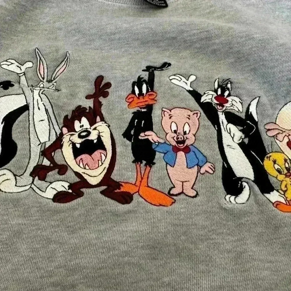 Warner brothers embroidered Luney tunes  sweatshirt M - Picture 6 of 6